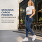 Damesjeans met hoge taille, elastische trekkoord, cargo-stijl, jeggings, skinny-model