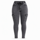 Damesjeans met hoge taille, elastische trekkoord, cargo-stijl, jeggings, skinny-model