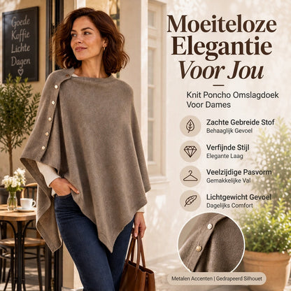 🧶Dames Zachte Gebreide Poncho Sjaal, Losse Draagbare Gebreide Shawl✨