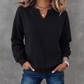 ✨🤍Casual Sweatshirt voor Dames met Gesplitste V-hals, Losse Pasvorm🍂