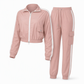 Vrouwen Casual 2-Delige Outfit Ritssluiting Capuchon Lange Mouwen en Cargo Joggingbroek met Zakken