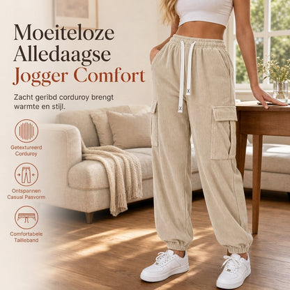 Corduroy cargo jogger met elastische taille