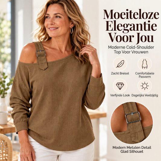 Vrouwen lange mouw asymmetrisch off-shoulder top