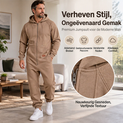 Casual gezellige thermische jumpsuit met capuchon voor heren