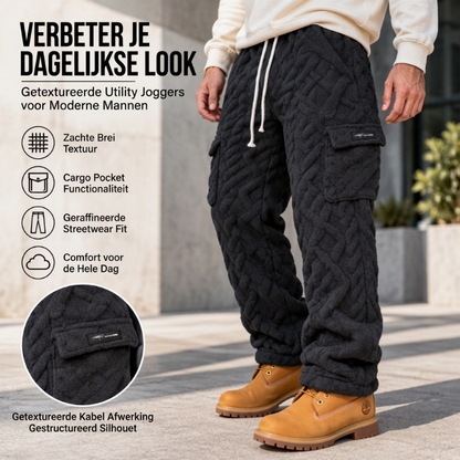Warme Pluche Cargobroek met Kabelbreisel voor Heren