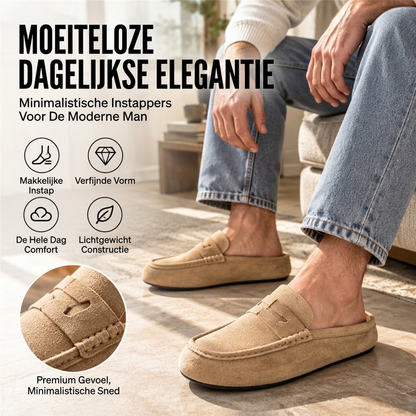 Heren half slippers van imitatiesuède met plateauzool en instapsluiting