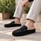 Heren half slippers van imitatiesuède met plateauzool en instapsluiting