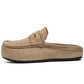 Heren half slippers van imitatiesuède met plateauzool en instapsluiting