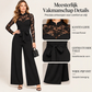 Elegante jumpsuit voor dames met kantmozaïek en riem
