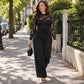 Elegante jumpsuit voor dames met kantmozaïek en riem