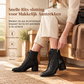 Dames Vintage Britse Stijl Vetersluiting Puntige Teen Blok Middenhak Enkellaarzen
