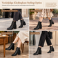 Dames Vintage Britse Stijl Vetersluiting Puntige Teen Blok Middenhak Enkellaarzen