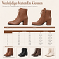 Dames Vintage Britse Stijl Vetersluiting Puntige Teen Blok Middenhak Enkellaarzen