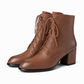 Dames Vintage Britse Stijl Vetersluiting Puntige Teen Blok Middenhak Enkellaarzen