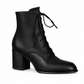 Dames Vintage Britse Stijl Vetersluiting Puntige Teen Blok Middenhak Enkellaarzen