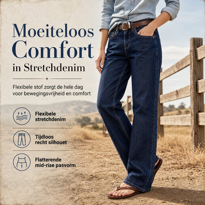 Dames klassieke stretch jeans met rechte pijp