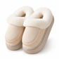 Dames warme dikke sloffen antislip huis schoenen met kant afwerking