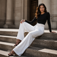 Casual damesbroek met hoge taille en wijde pijpen