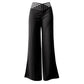 Casual damesbroek met hoge taille en wijde pijpen