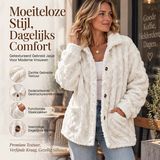 Casueel Plush Knopen-Jas voor Vrouwen