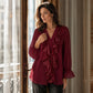 Dames V-hals Glinsterende Gespannen Chiffon Top