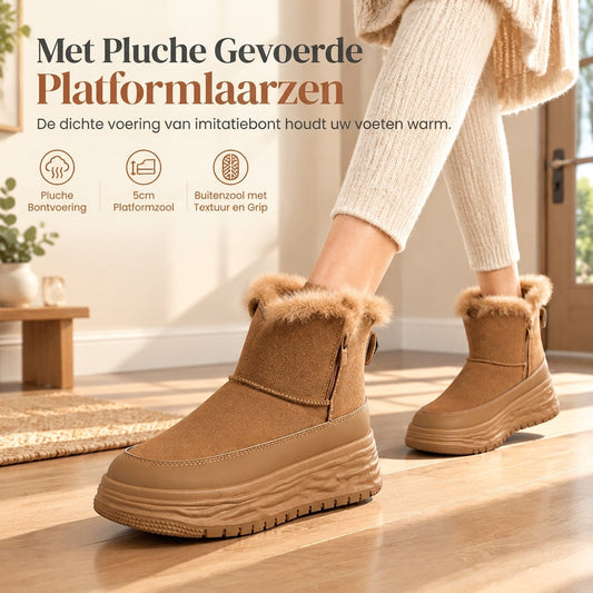 Hoge dames wintersneeuwlaarzen met warme pluche voering, dikke zool, casual platformschoenen