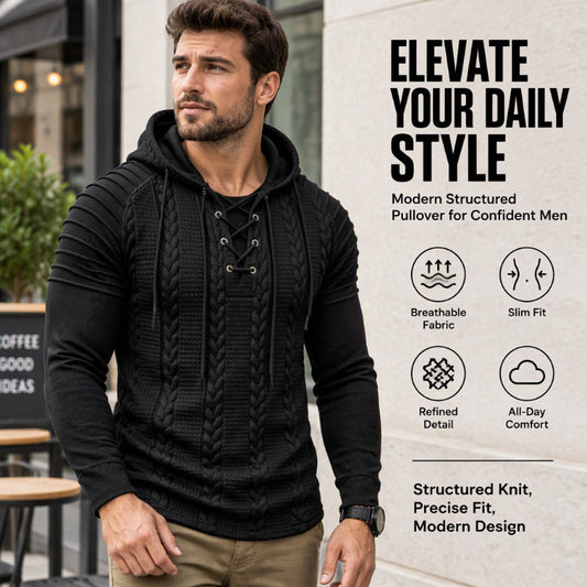 🔥Gratis verzending✈️Heren-sweatshirt met capuchon, gestructureerde plooien op de schouders