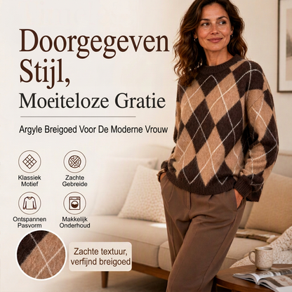 ⏰ Laatste Dagen van de Uitverkoop – 50% KORTING ✨Vrouwen comfortabel gebreide trui met retro ruitmotief