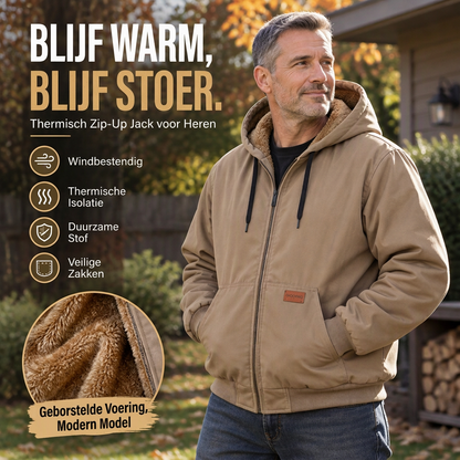 Casual thermisch herfst/winter jack met capuchon voor heren