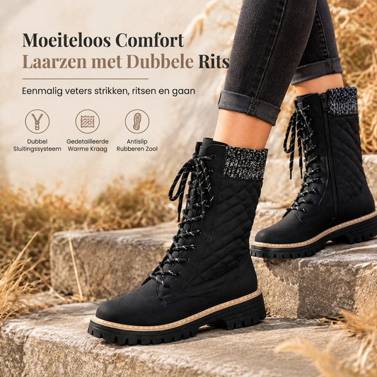 Dames ronde teen mid kalf plateau laarzen met dikke zool plus size schoenen voor de herfst