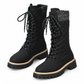 Dames ronde teen mid kalf plateau laarzen met dikke zool plus size schoenen voor de herfst