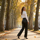 Veelzijdige broek met hoge taille van imitatieleer