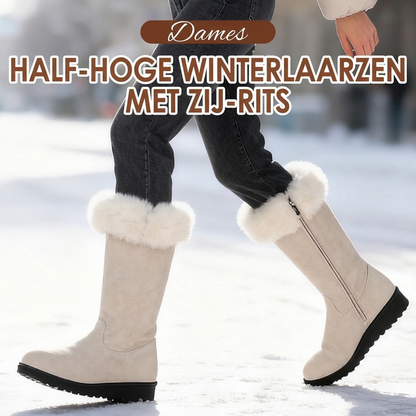 Dames mid-calf winterlaarzen met zijrits