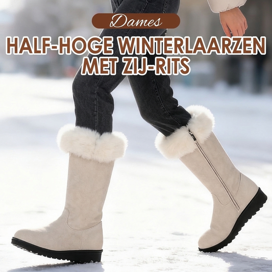 Dames mid-calf winterlaarzen met zijrits