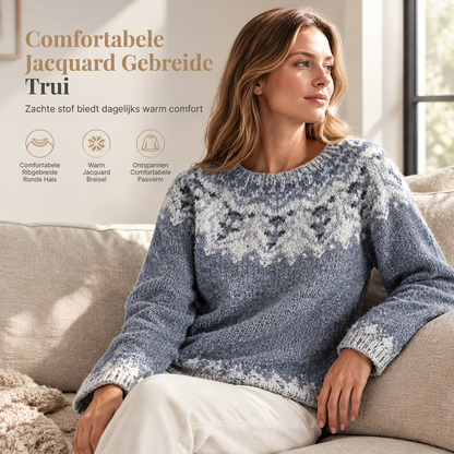 Dames Gebreide Pullover met Ronde Hals, Losvallend, Colour Block