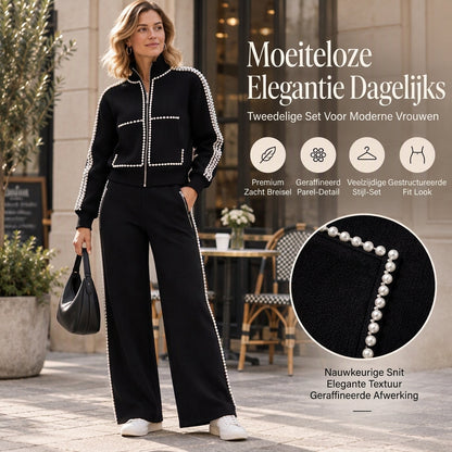 Dames Gebeade Korte Jas en Wijde Broek Set