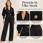 Elegante damesblazer met pofmouwen en wijde broek set