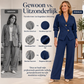 Elegante damesblazer met pofmouwen en wijde broek set