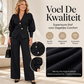 Elegante damesblazer met pofmouwen en wijde broek set