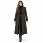 Lange damesjas met dubbele knoopsluiting en structuur – elegante bovenkleding voor onderweg