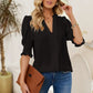 🔥NIEUW✨ Dames V-hals Blouse met Pofmouwen – Zacht & Veelzijdig