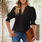 🔥NIEUW✨ Dames V-hals Blouse met Pofmouwen – Zacht & Veelzijdig